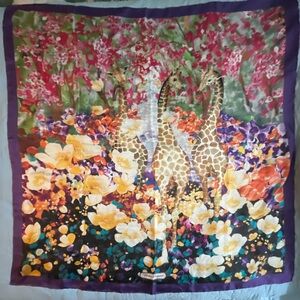 Ferragamo ICONIC 52” X 52” Colourful Giraffe Print Scarf 100% Silk